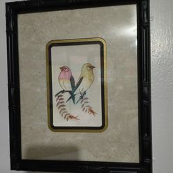 FRAMED - MATTED SILK WALL ART - BIRDS 11"×9"