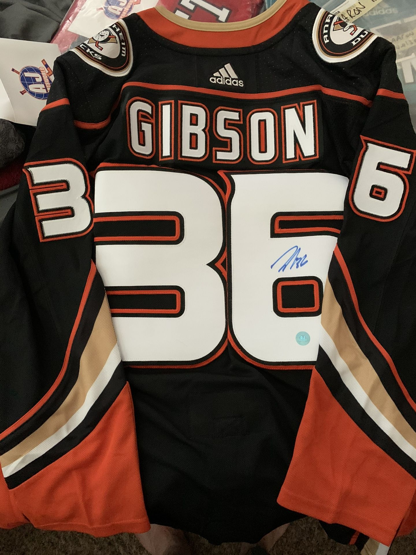 Autographed Anaheim Ducks John Gibson Jersey W/ AJS COA