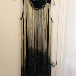 Black And Gold Fringe Dress