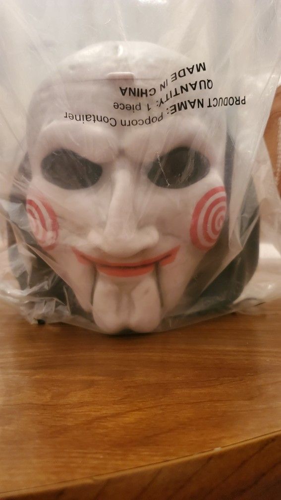Saw X Jigsaw Popcorn Bucket with glowing LED eyes