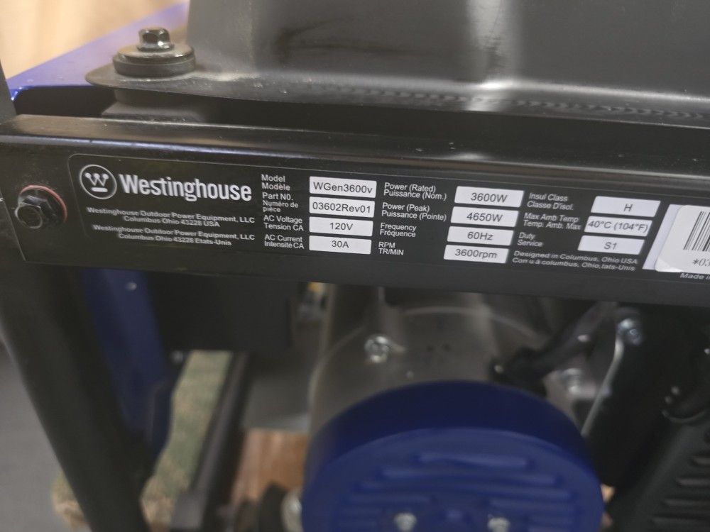 Westinghouse WGEN3600v Generator.