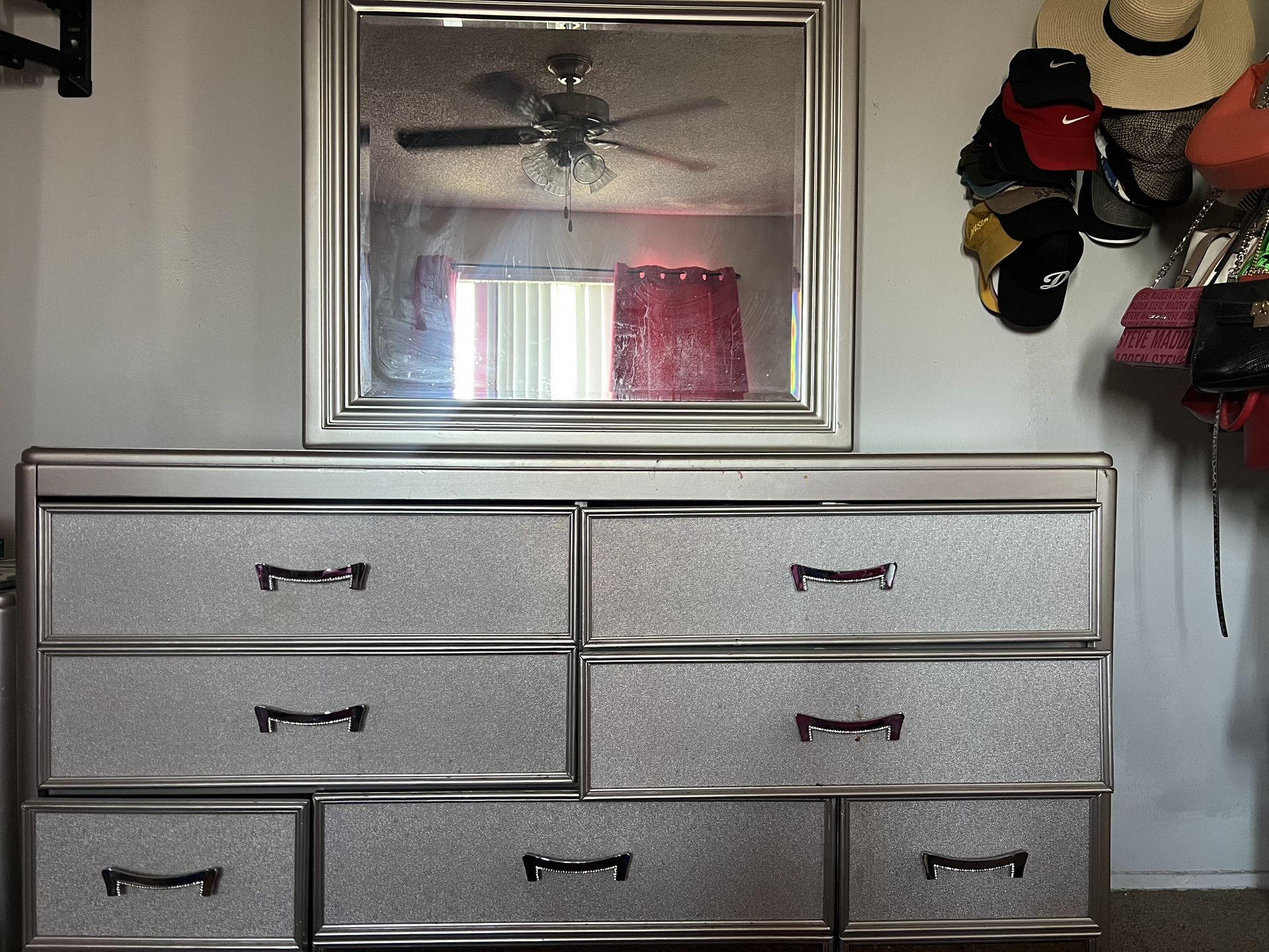 FREE Diamond Silver Dresser With Mirror 