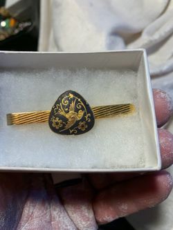 Antique Damascene Tie Bar or Money Clip Made in Spain