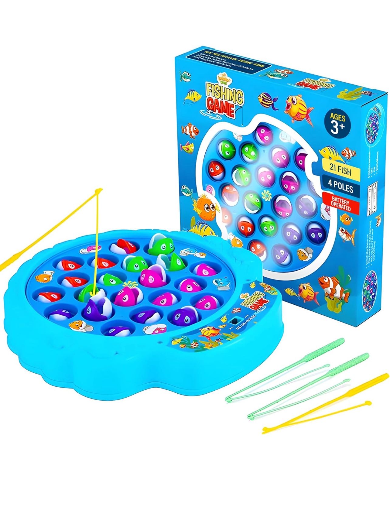Brandnew Fishing Game for Kids, Hook Fishing Set for Toddlers - Rotating Fish Board with Music, Educational, Fine Motor Skill Activity for Boys and G