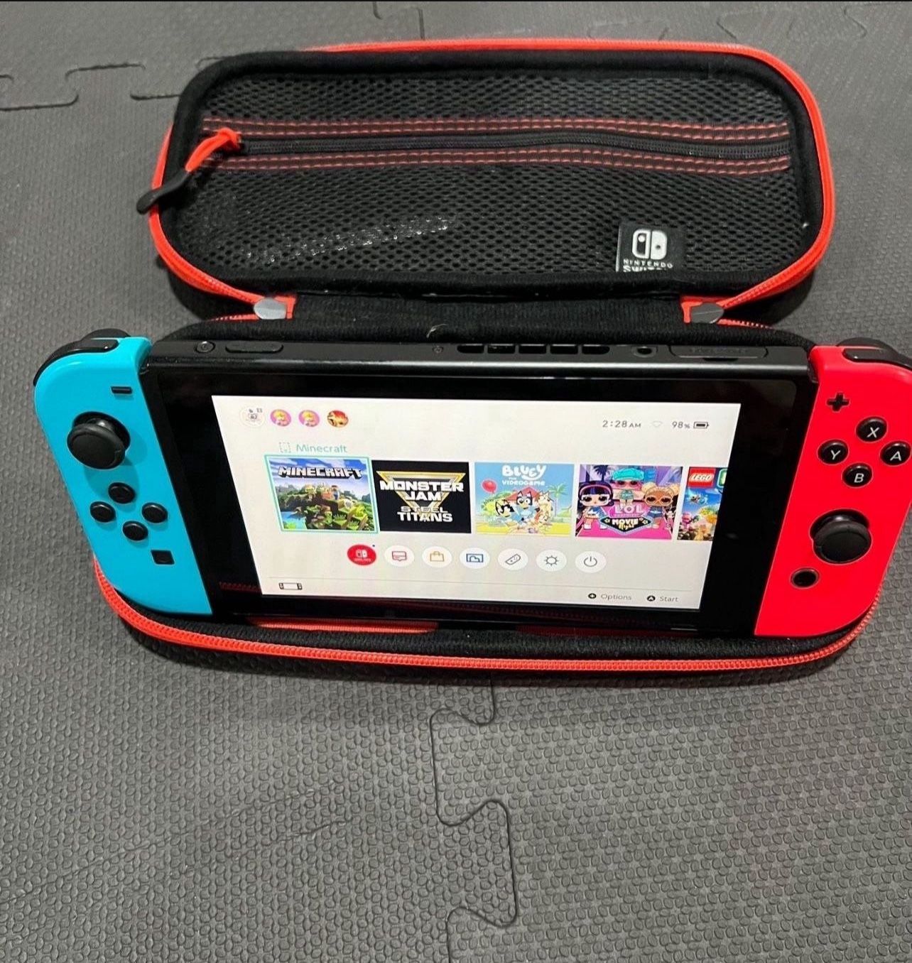 Nintendo Switch V2 Game Console - Black (HAC-001(-01) w/ OEM Blue/Red Joycon