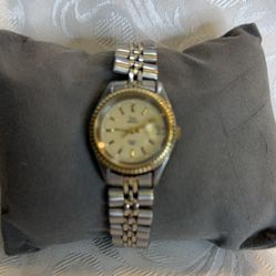 Timex Indiglow Two-Tone Metal Watch with Gold Bezel