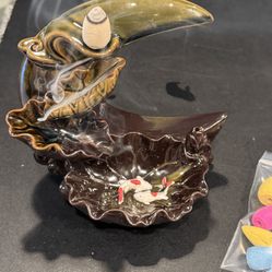 Moon Backflow incense burner with an assortment of cones. No chips or cracks. Beautiful design.