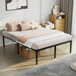 Full Bed Frame, 18 inch High Metal Platform Bed Frame, 2200 LBS Weight Capacity, Heavy Duty, Noise Free, Easy Assembly, Black