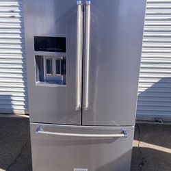 KitchenAid stainless steel fresh door refrigerator in good condition, clean and nice, one month warranty, delivery available. Dimensions: W36-D27-H69