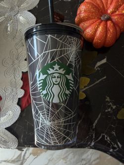 Starbucks Halloween spider web cup glow in the dark 