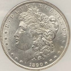 1890 CC $1 MORGAN SILVER DOLLAR COIN BRILLIANT UNCIRCULATED 
