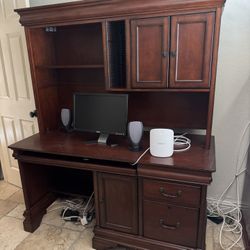 2 Piece Dark Brown Wood Desk O