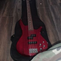 Ibanez GSR200 4-String Electric Bass Guitar in Transparent Red.  