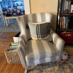 Grey And White Stripped Chair 