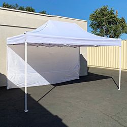 $170 (Brand New) Heavy Duty 10x15 FT Canopy with (1 Sidewall) EZ PopUp Party Tent w/ Carry Bag (White, Black)