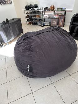 Big Joe Fuf Large Round Foam Bean Bag, Black