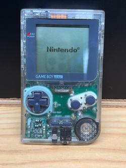 Nintendo Game Boy Pocket Clear Transparent Whit NBA Game