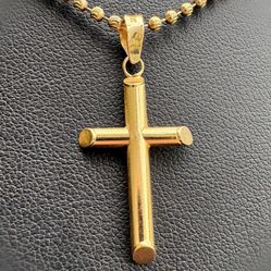 Jewelry 14k Hollow Yellow Gold Cross Religious Pendant charm