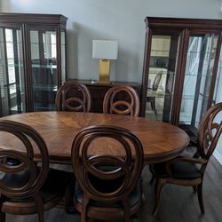 8 piece Dining Room Set and 2 Curio Cabinets