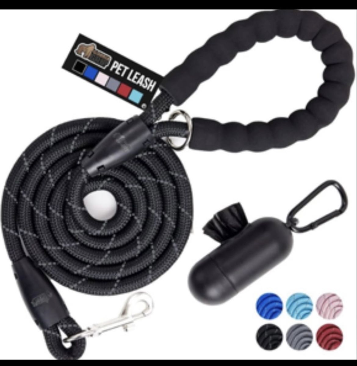 Gorilla Grip Durable Pet Dog Leash, Black, 5.5 Feet