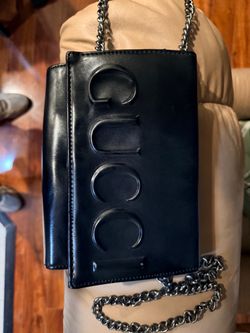 Gucci Black Leather Chain Shoulder Bag