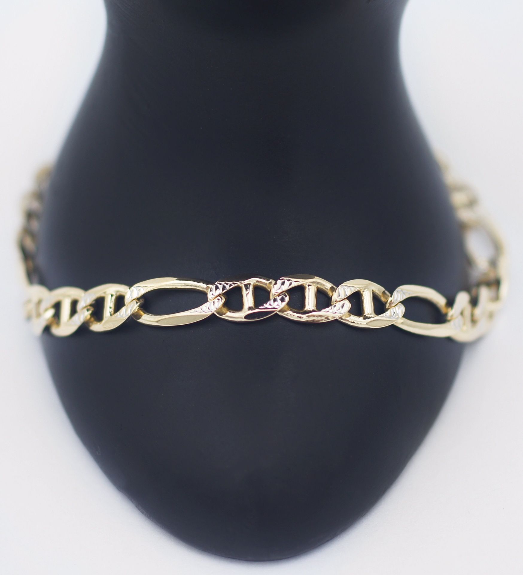 14K Gold 6mm Gucci Paved Link Chain Bracelet, 8" in Length and Only $465