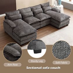 Family Comfort Gray Sectional Sofa with Chaise – 110" Plush Couch