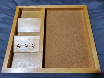 Wall Mounted Wooden Cork Board with Key Hooks and Mail Slots