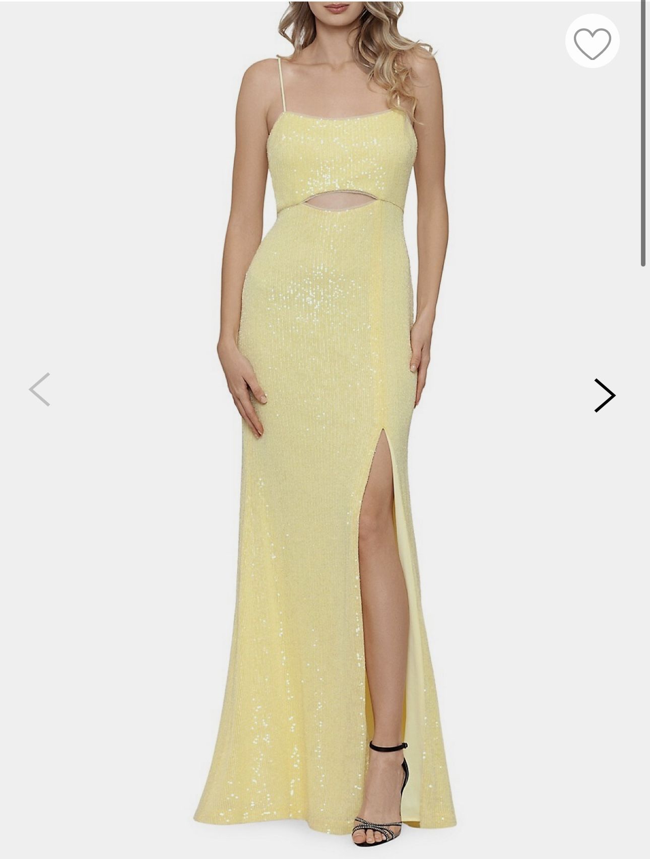 Yellow Sequinned Cutout Front Gown By Xscape (wedding Guest