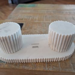 Ribbed Marble Candle Holder