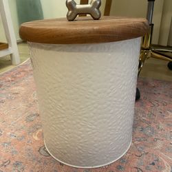 Rustic Wood And Metal Dog Food Container 