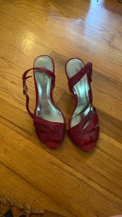 Red Stiletto Heels With Heart Clasp
