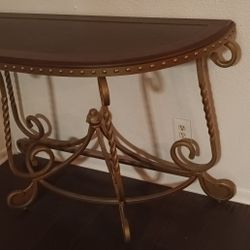 Vintage Metal And Wood Top  Entry Table 