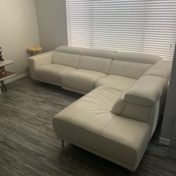Luxury white 3pc leather couch