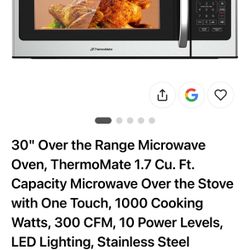 New NOT TURNING ON - 30" Over the Range Microwave Oven, ThermoMate 1.7 Cu. Ft.