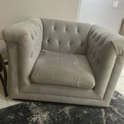 Grey Velvet Armchair 