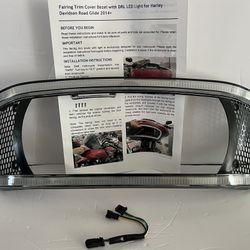 Headlight Fairing Trim Cover Bezel with DRL LED Light for Touring Road Glide 2015+