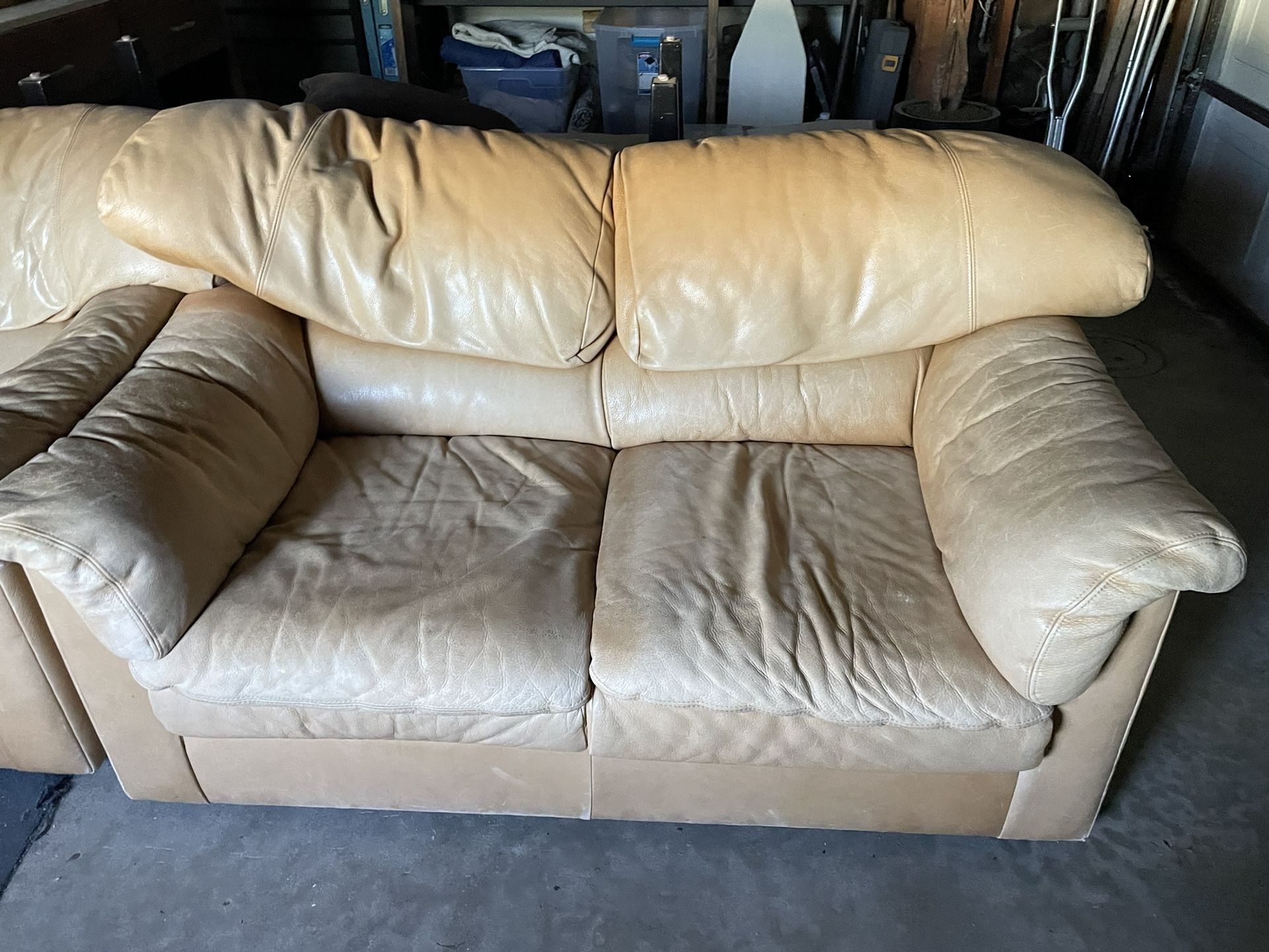 Free- Leather Sofa And Loveseat - Arizona Leather