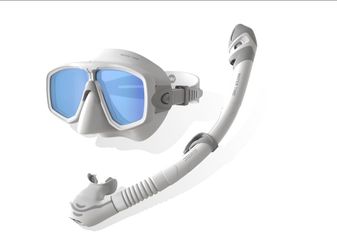 WATERTIME Snorkeling Gear for Adults Diving mask and Snorkel Goggles Dry Breathing Tube (White)