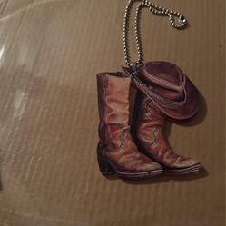 Acrylic Cowgirl Boot With Hanging Hat & Chain