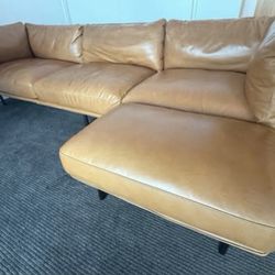 Crate & Barrel Wells Grande Leather Sofa – Cayenne Leather – $3,600 (FIRM