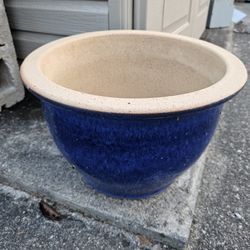 Blue Glazed Ceramic Planter