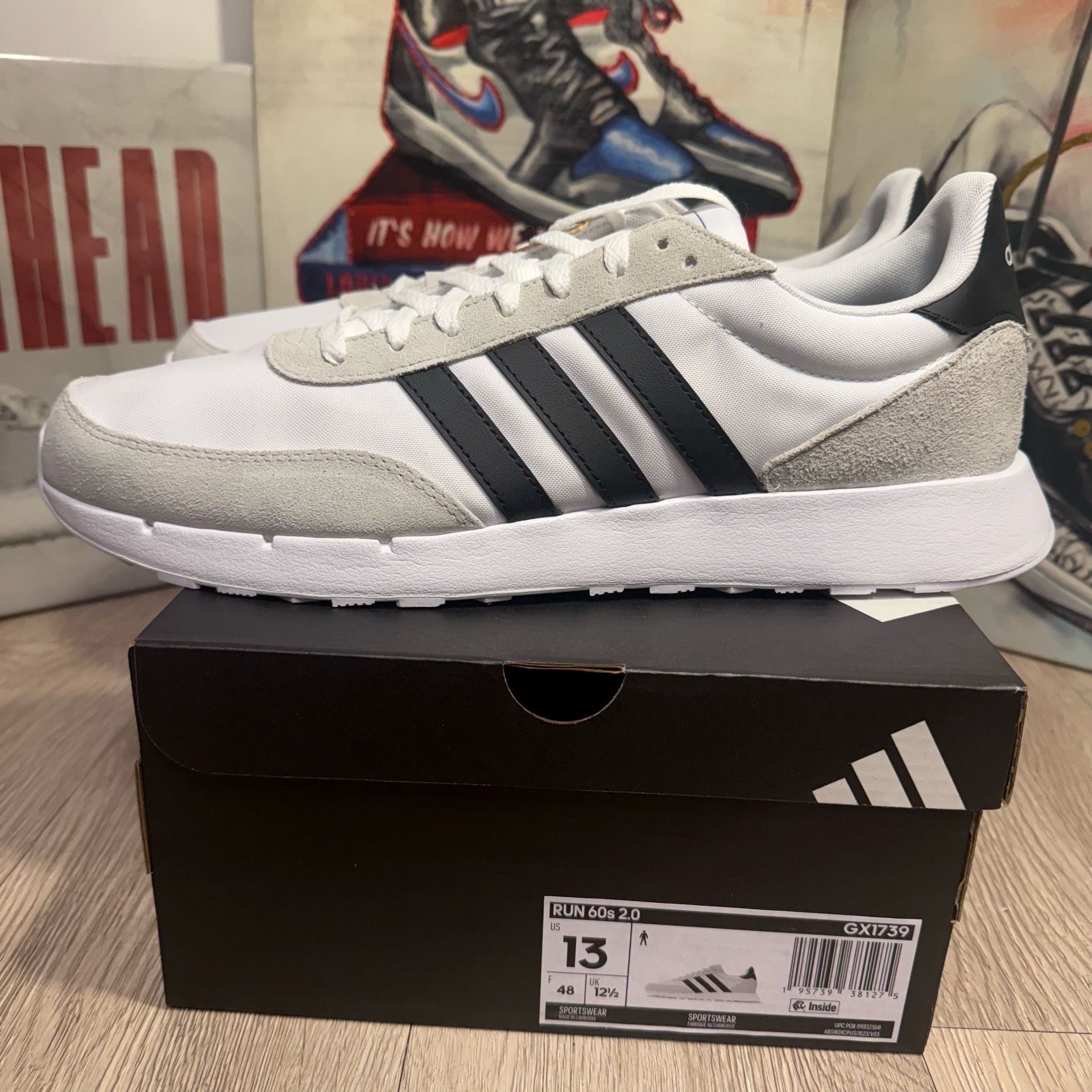 New Adidas Run 60s 2.0 Mens Shoes GX1739 White black Grey Sizes 8.5, 9, 9.5, 10, 10.5, 11, 11.5, 12, 12.5, 13, 14