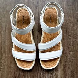 Vince Elian Leather Espadrille Sandals Women’s 7.5 Optic White