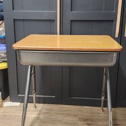 Vintage Metal School Desk