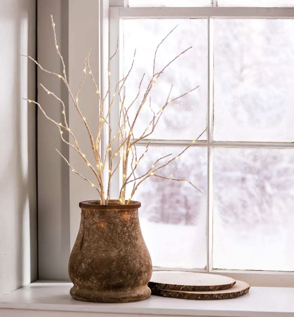 Indoor/Outdoor Lighted Birch Branches. Set Of Two. 