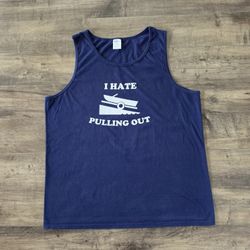 Boat I Hate Pulling Out Funny Tank Top Men's XL Navy Sleeveless