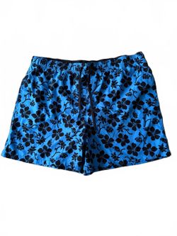 Merona NEW Men's Swimwear Trunks Bathing Suit Size XXL Blue Tropical Pool Beach