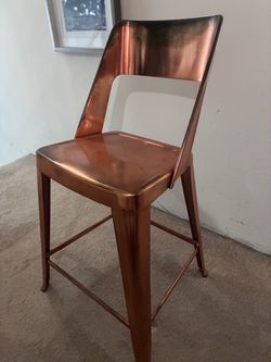 Copper-Colored Metal Counter-Height Chair, Industrial Modern Style
