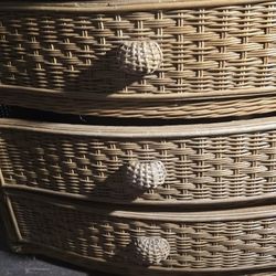 Wicker Dresser With Matching Mirror 